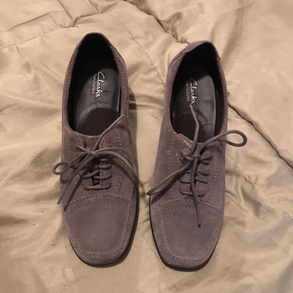 Clarks Gray Suede Lace Up Shoes